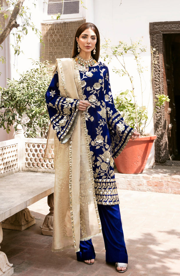 Embroidered Salwar Kameez in Royal Blue Shade