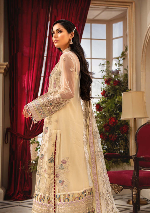 Embroidered Salwar Kameez is Pale Yellow Shade Online