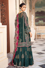 Embroidered Short Shirt with Lehnga in Bottle Green Color Backside Look