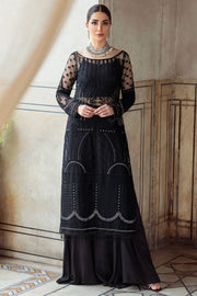 Embroidered Silk Net Shirt with Sharara in Black Eid Dress