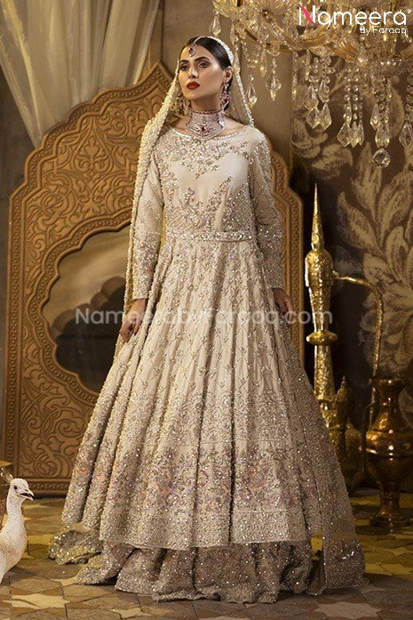 Embroidered White Bridal Dress for Bride Online
