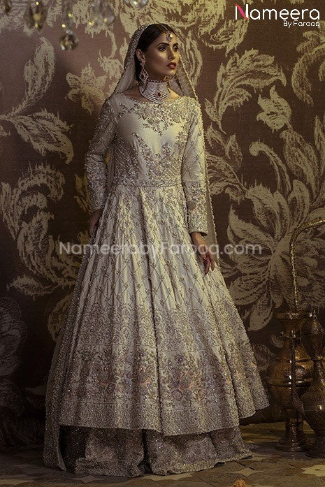 Embroidered White Bridal Dress for Bride Online Overall Look