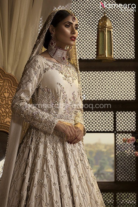 Buy Embroidered White Bridal Dress for Bride Online 2021 Nameera