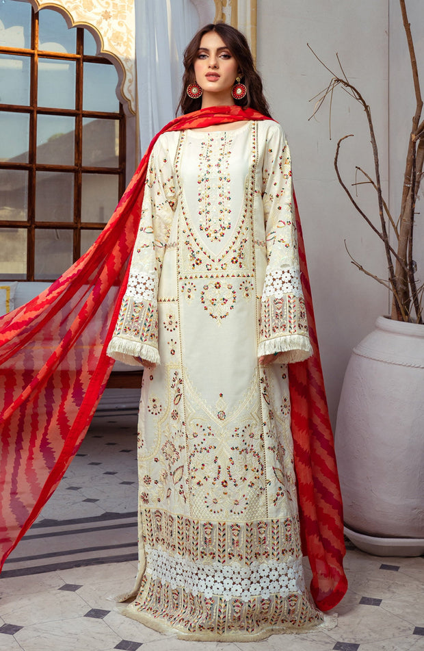 Embroidered White Lawn Salwar Kameez Pakistani Dresses