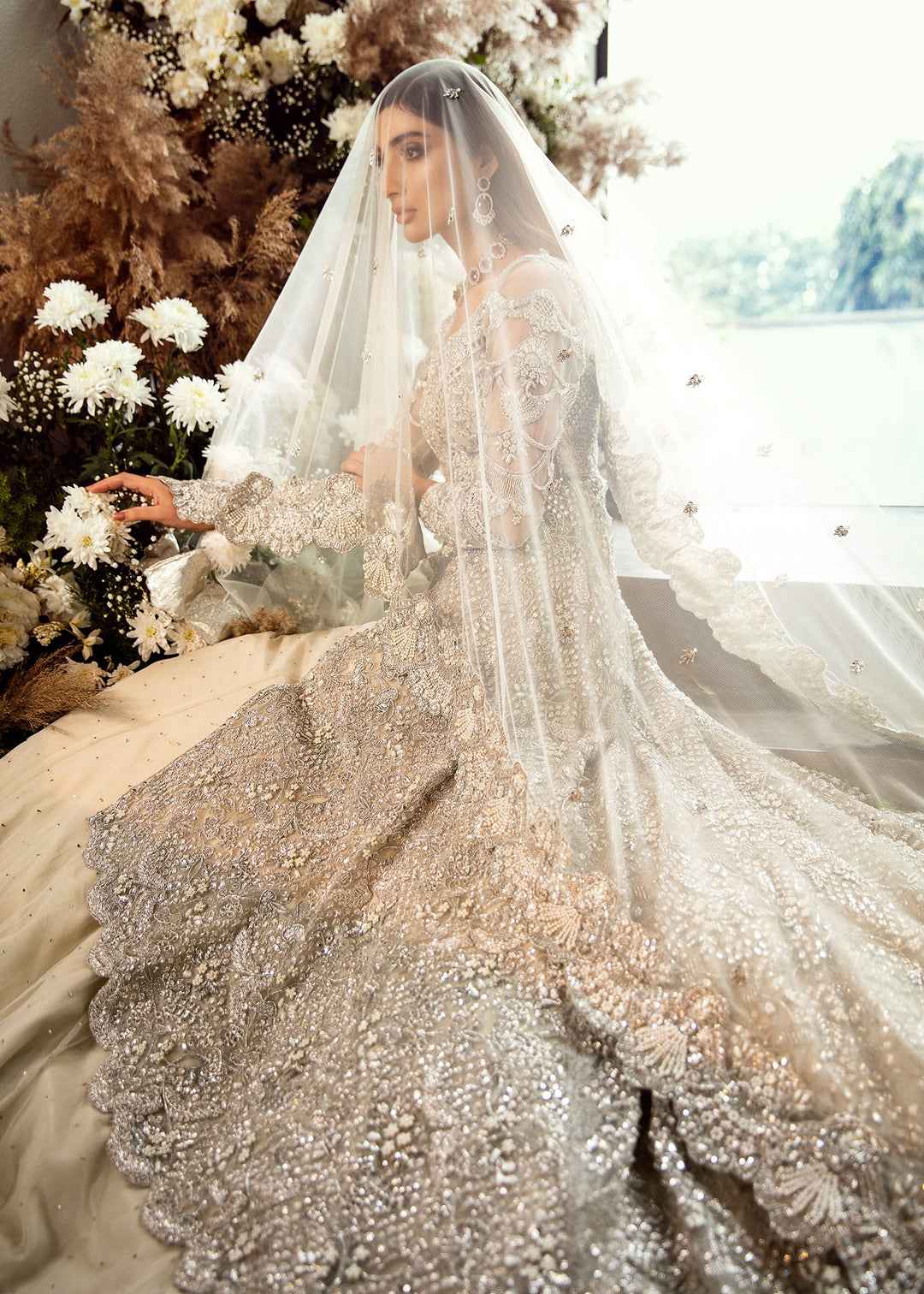 Embroidered White Lehnga for Walima 