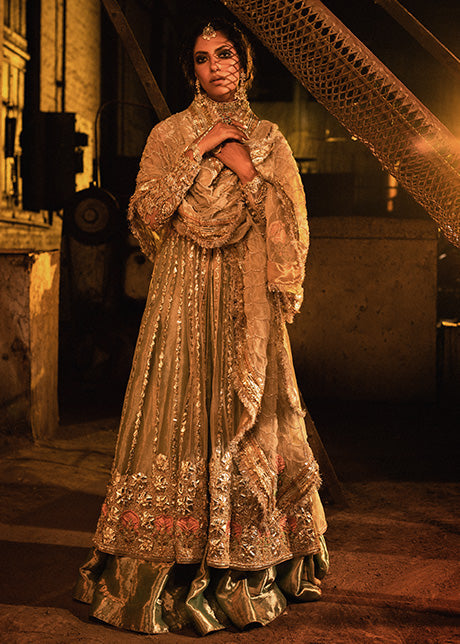  Embroidered White Maxi Bridal Dress for Walima