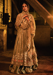  Embroidered White Maxi Bridal Dress for Walima
