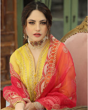 Embroidered Yellow Orgaza Salwar Kameez Pakistani Dress