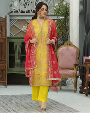 Embroidered Yellow Orgaza Salwar Kameez Pakistani Dresses
