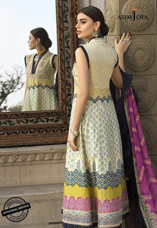 Embroidered Lawn Frock in Ivory Color Backside