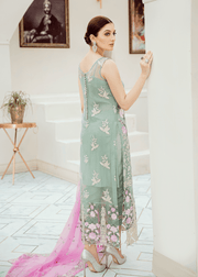 Pakistani embroidered fancy dress in lavish aqua color # P2288
