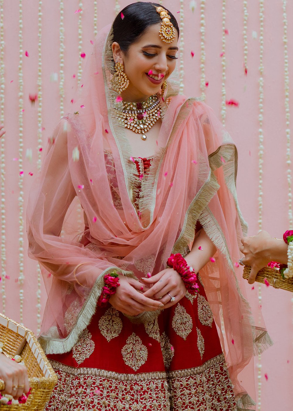 Latest Indian embroidered skirt dress in red color for wedding wear