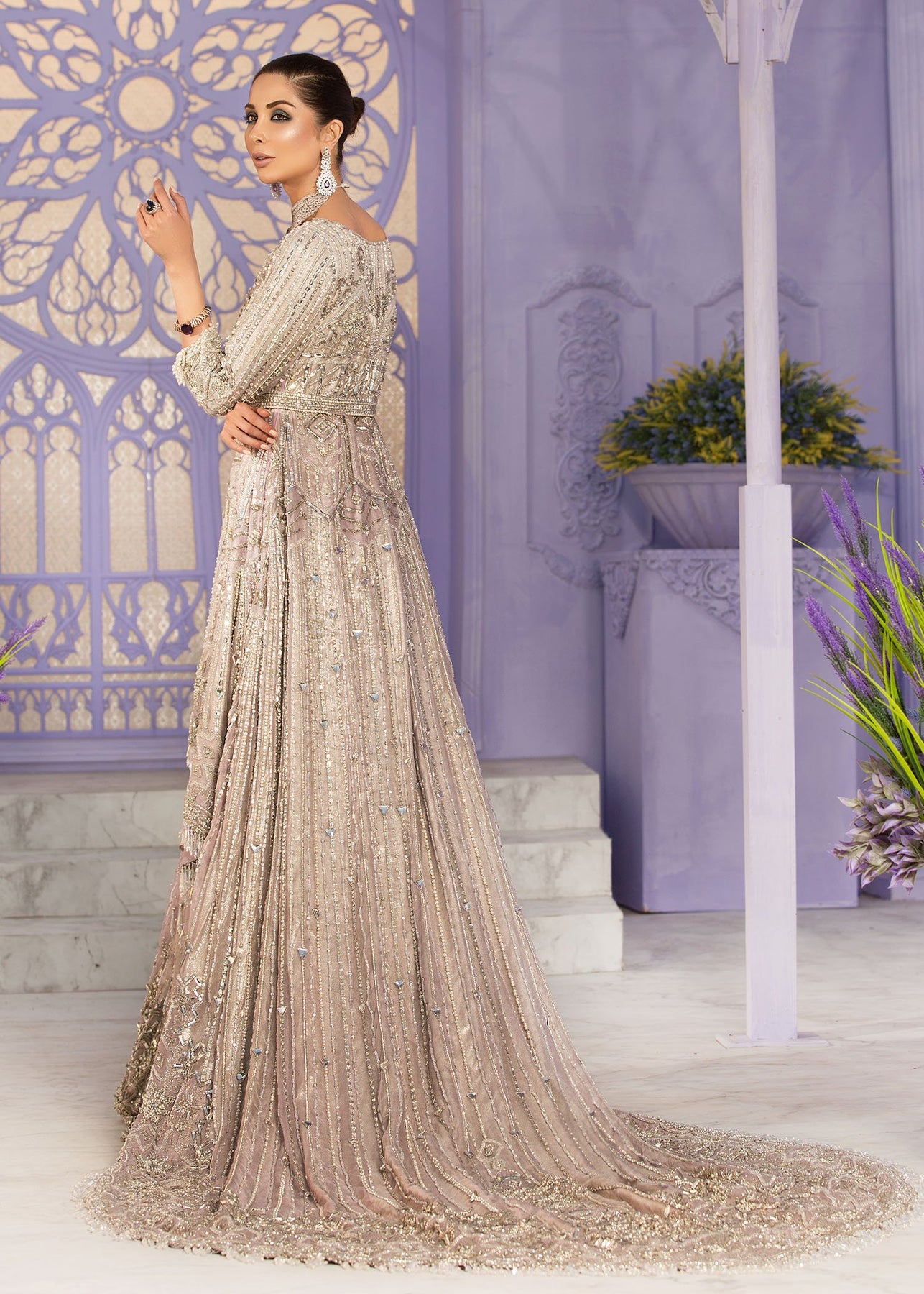 Embroidered bridal dress online With crystal and adda work Nameera by