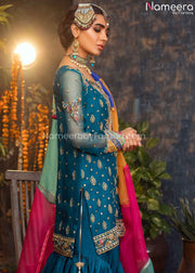 Bridal Mehndi Dresses for Pakistani Designers Side pose Look