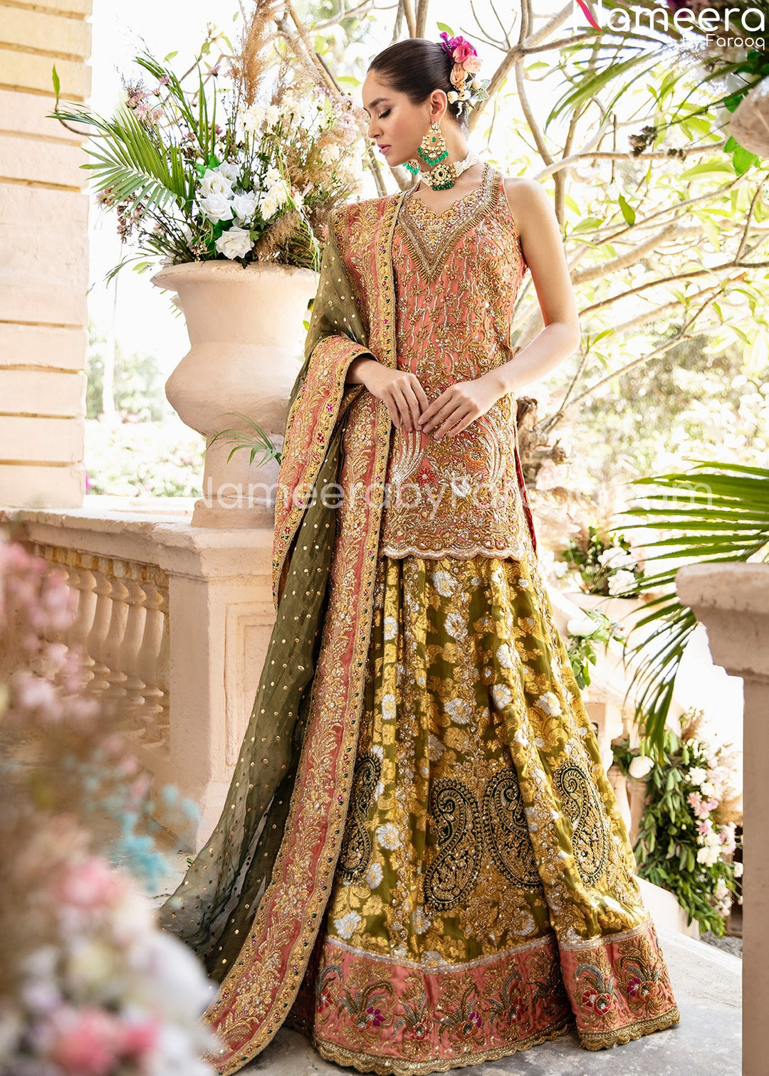 Beautiful Emerald Green Pakistani Bridal Dress Online 2021 LARGE Beautiful Emerald Green Pakistani Bridal Dress Online 2021 LARGE