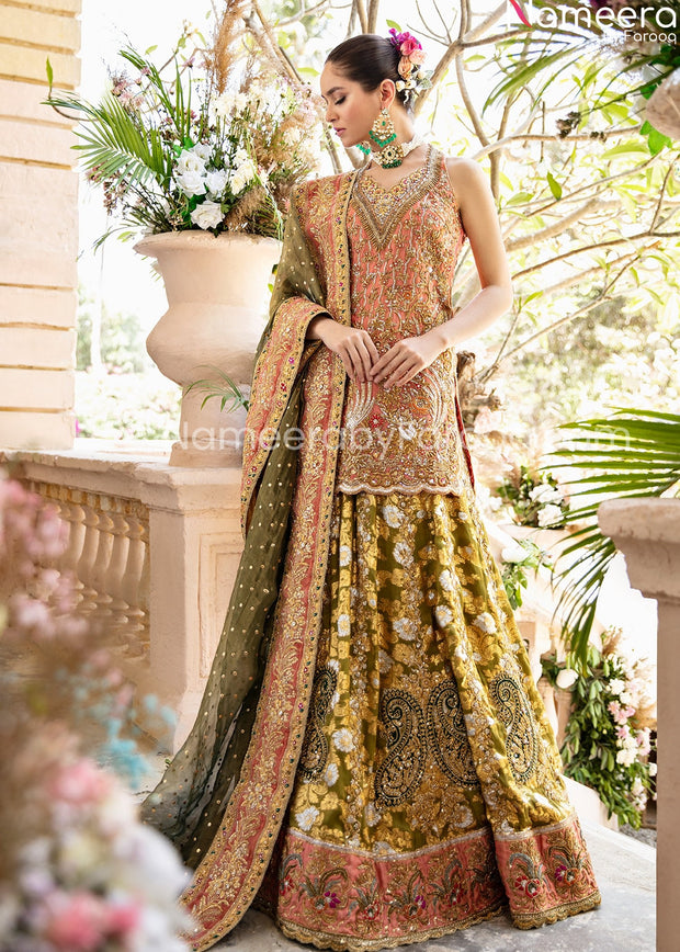 Emerald Green Pakistani Bridal Dress
