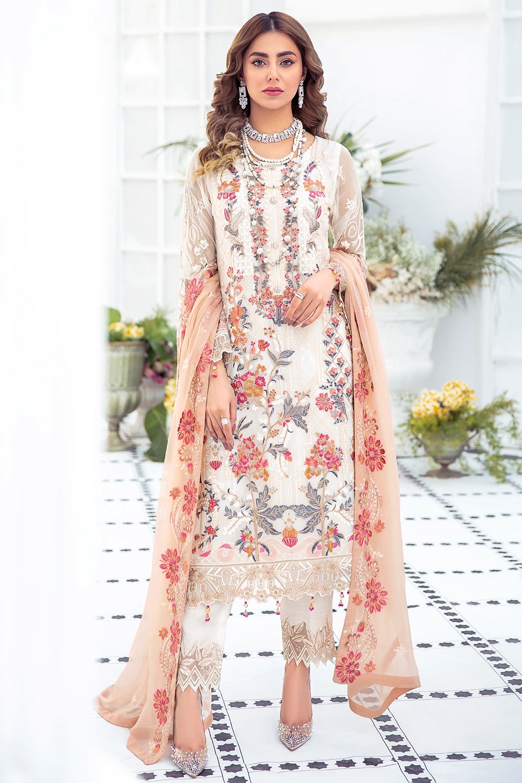 Ethereal Shalwar Kameez Woman in White Color