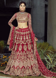 Extravagant Maroon Bridal Lehenga Choli Dress