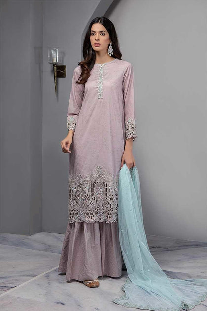 Floral Embroided Gharara Suit | Dhaga Embroidery & Cutwork – Nameera by ...