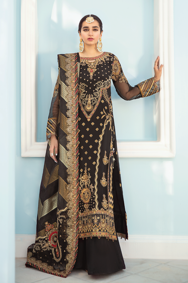 Fancy Black Salwar Kameez in Premium Chiffon Latest