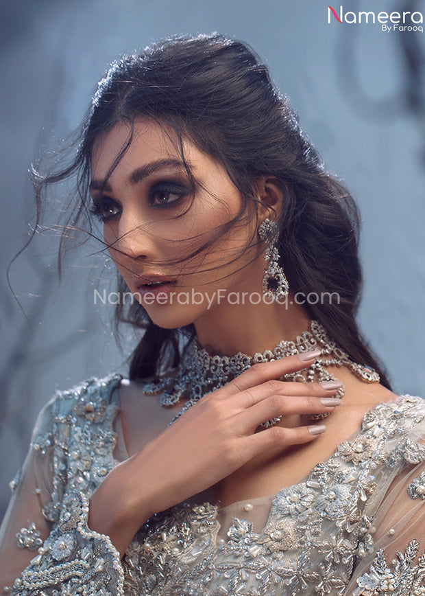 Fancy Bridal Maxi Dress Pakistani Online 2021 Cloeup View