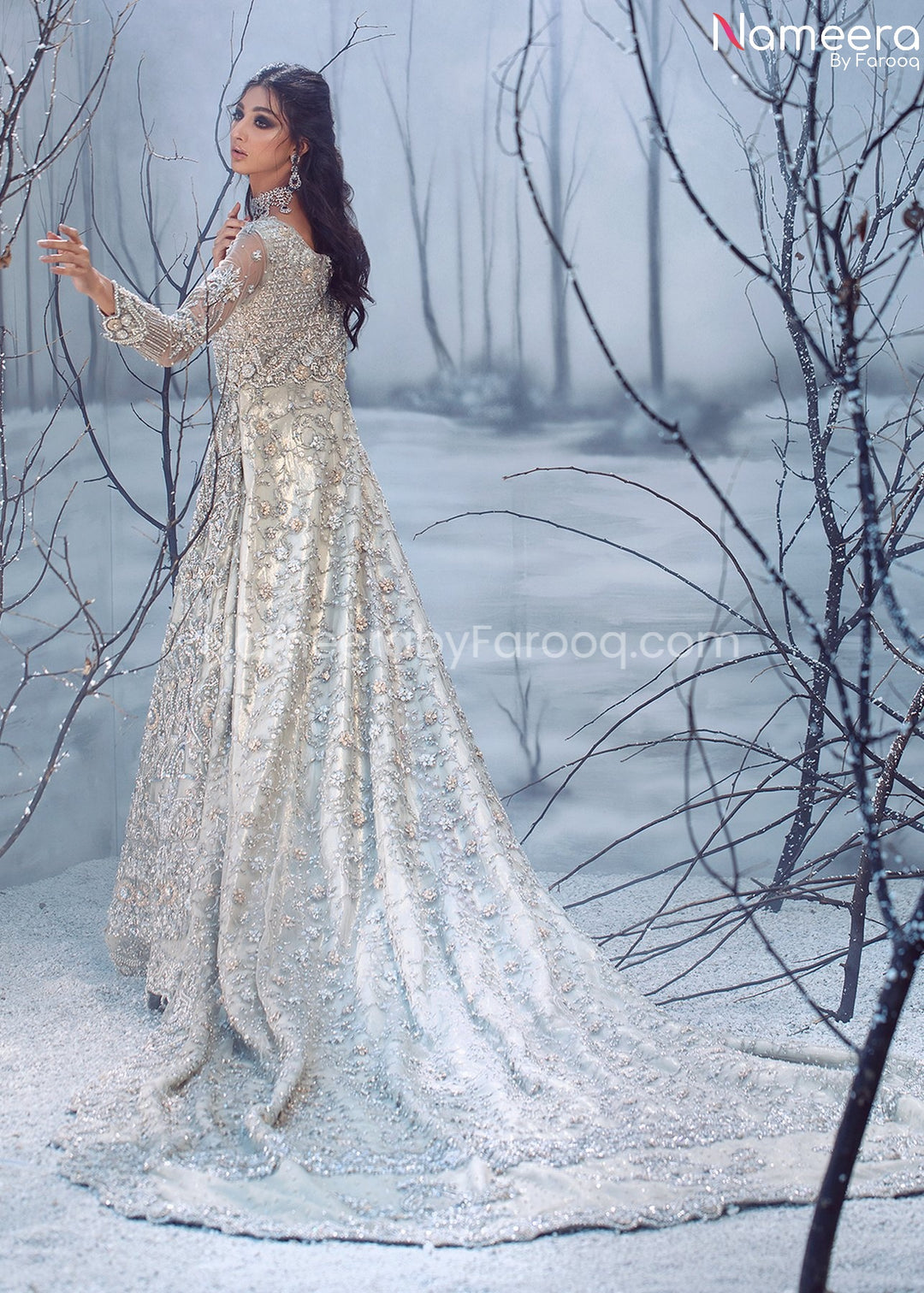 Fancy Bridal Maxi Dress Pakistani Online 2021 Backside View
