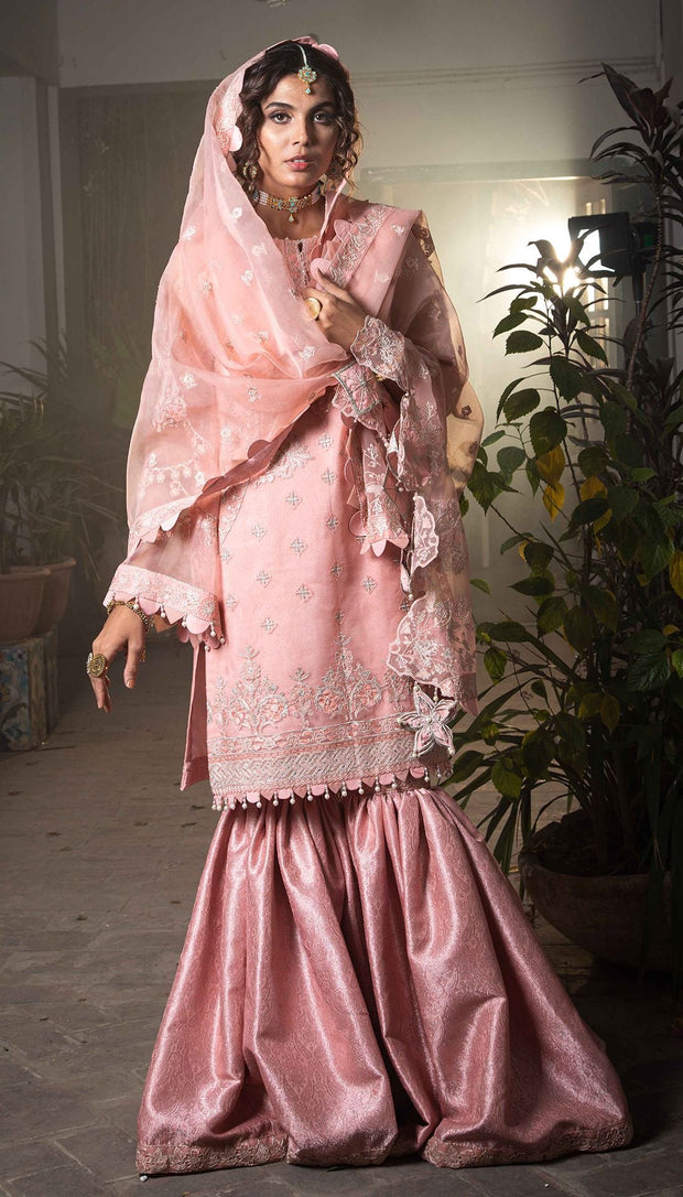 Latest Fancy Gharara Dress Pakistani in Baby Pink Shade LARGE Latest Fancy Gharara Dress Pakistani in Baby Pink Shade LARGE