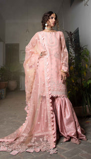 Fancy Gharara Dress Pakistani in Baby Pink Shade