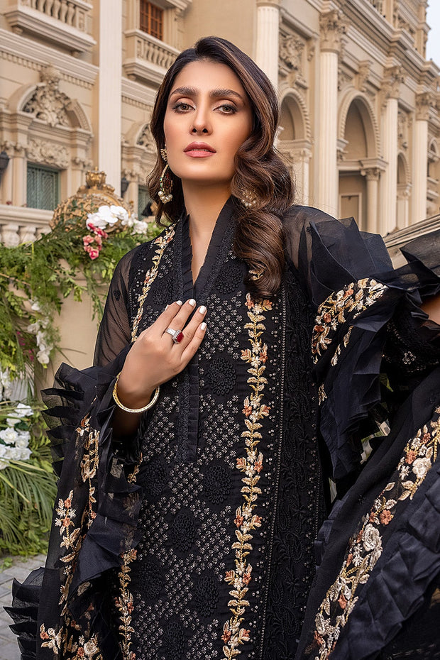Fancy Pakistani Chiffon Dress in Black Shade 2022