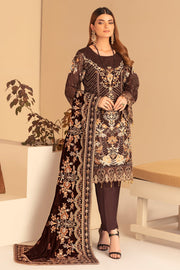 Fancy Pakistani Dress in Chocolate Brown Shade Latest