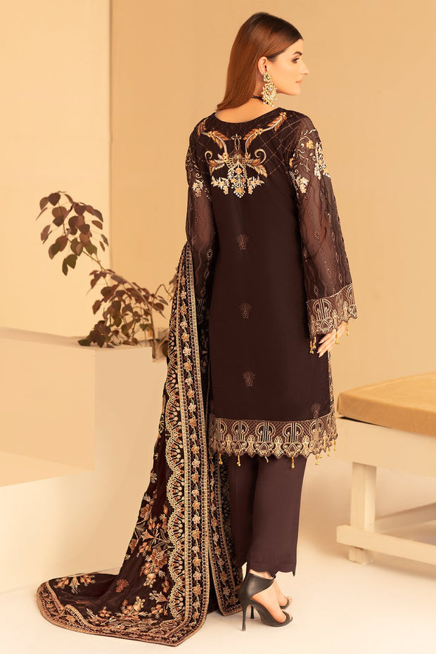 Fancy Pakistani Dress in Chocolate Brown Shade Online