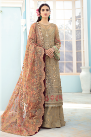 Fancy Pakistani Gharara Dress in Beige Shade 2022