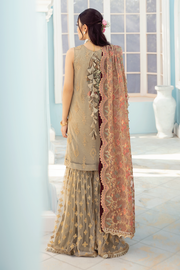 Fancy Pakistani Gharara Dress in Beige Shade Latest