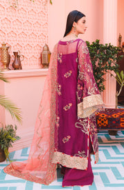 Fancy Shalwar Kameez Pakistani in Magenta Shade 2022