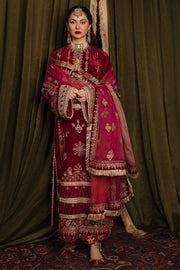 Fancy Velvet Pakistani Dress in Magenta Shade 2022
