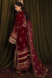 Fancy Velvet Pakistani Dress in Magenta Shade Embroidered