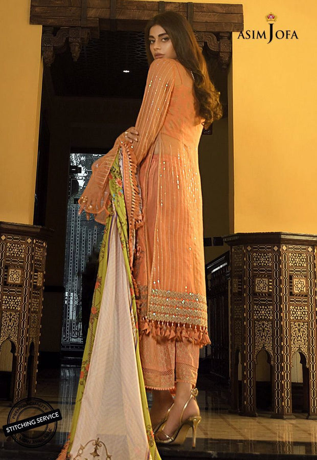 Fancy Eid Lawn Dress with Embroidery Backside