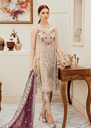 Pakistani  fancy chiffon outfit in decent grey color # P2284