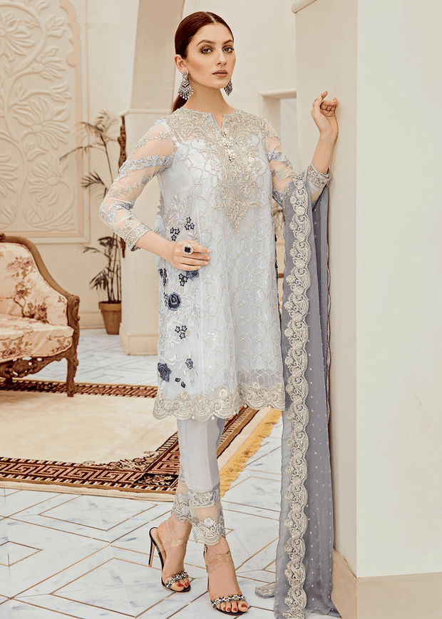 Beautiful Pakistani fancy embroidered dress in lilac color