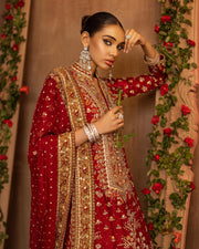 Farshi Gharara with Embellished Red Kameez and Dupatta Dress