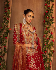 Farshi Gharara with Embellished Red Kameez and Dupatta Online