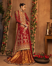 Farshi Gharara with Embellished Red Kameez and Dupatta