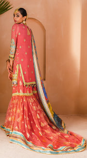 Farshi Gharara with Kameez in Hot Pink Shade Designer