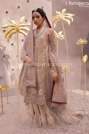 Farshi Lehenga Bridal Pakistan with Long Shirt Front Look