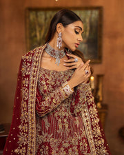 Farshi Lehenga Kameez Red Bridal Dress Pakistani