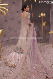 Farshi Lehenga Bridal Pakistan with Long Shirt Backside View