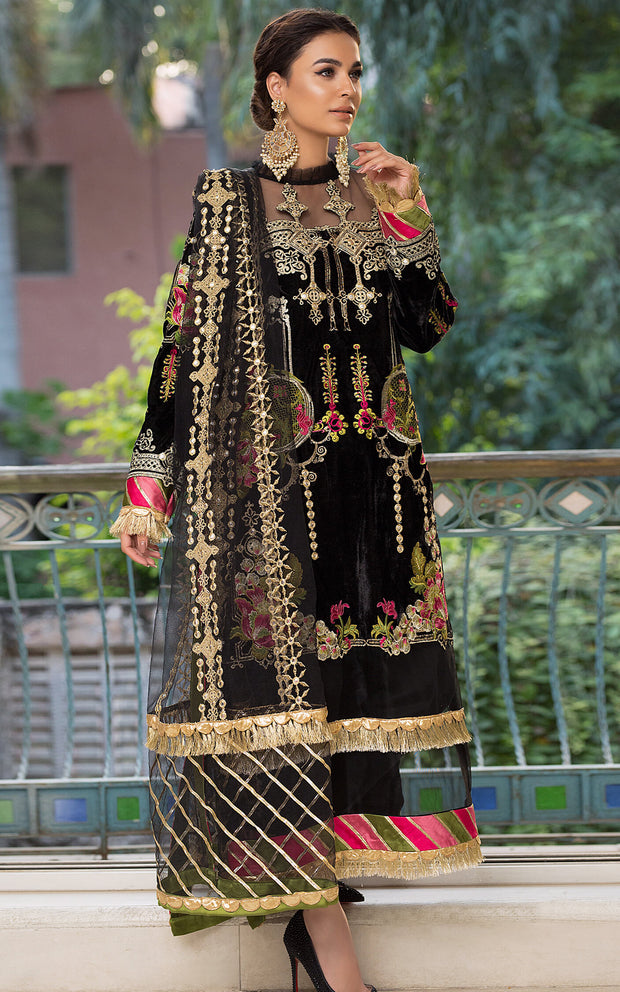 Festive Mirror Work Dress in Black Color 