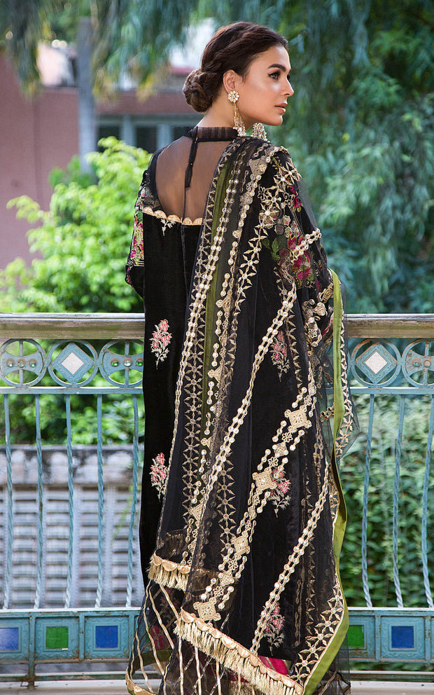Festive Mirror Work Dress in Black Color Backside Look