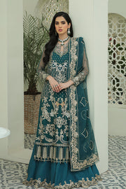 Festive Pakistani Embroidered Dress in Kameez Trouser and Organza Dupatta Style for Eid