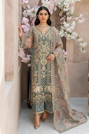 Festive Pakistani Embroidered Dress in Organza Kameez Trousers and Dupatta Style for Eid